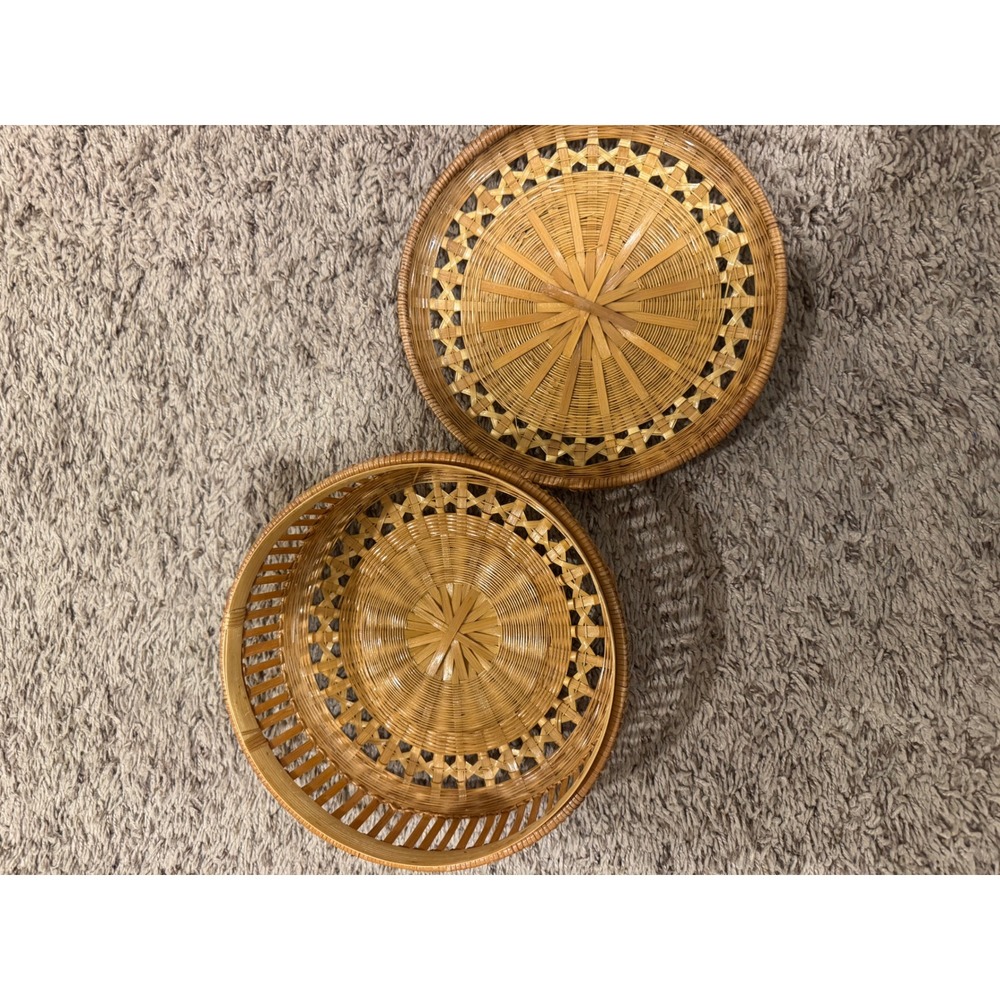 Vintage Woven‎ Lidded Basket – Boho Storage Décor - Picture 6 of 8